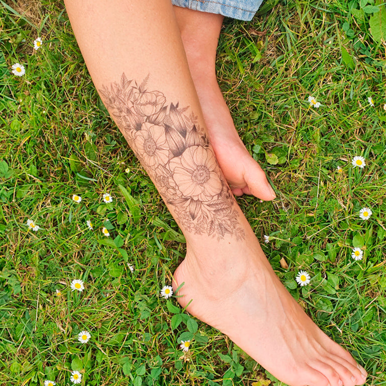 Temporary tattoo "Black Anemones"