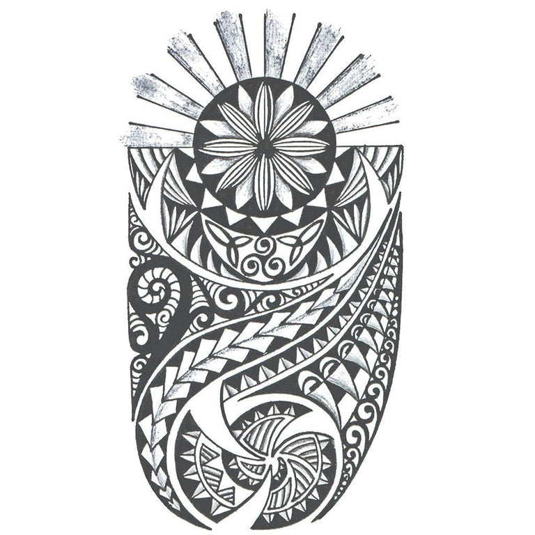 Tattoo Your Style – Temporäres Polynesischer Hai Tattoo, 13,7x16,3 Cm, Wasserfest, Hält 3–5 Tage