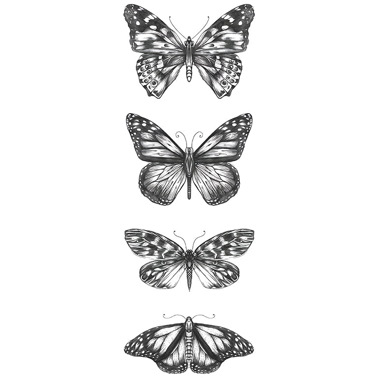 Temporary tattoo "Monochrome Butterflies - Pack"