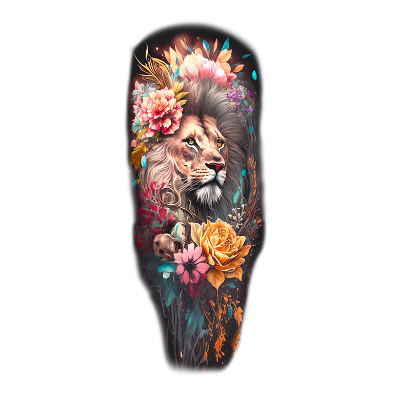 Temporary tattoo "Colourful Floral Lion 1 Sleeve"