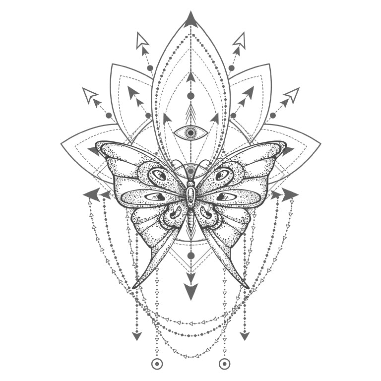 Tatouage éphémère : Sacred Geometric - Butterfly - ArtWear Tattoo - Tatouage temporaire