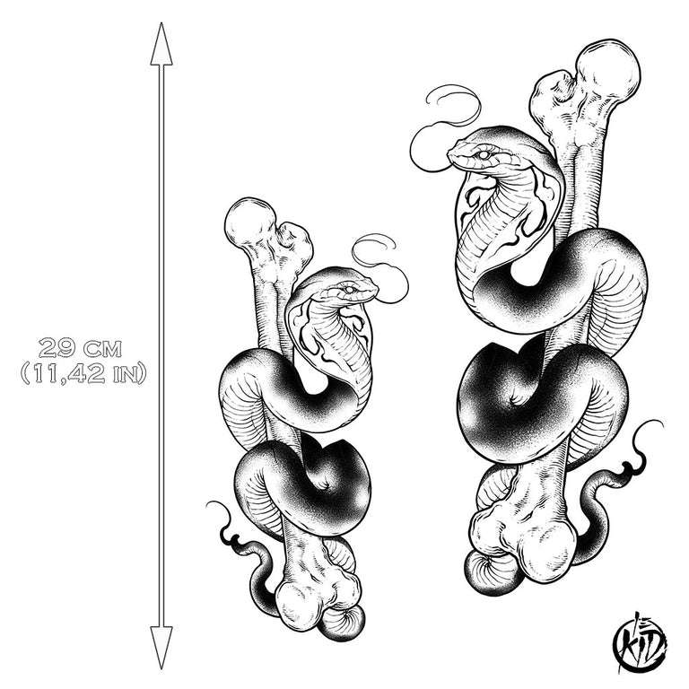 Tatouage éphémère : Large Cobra Pack - by Le Kid - ArtWear Tattoo - Tatouage temporaire