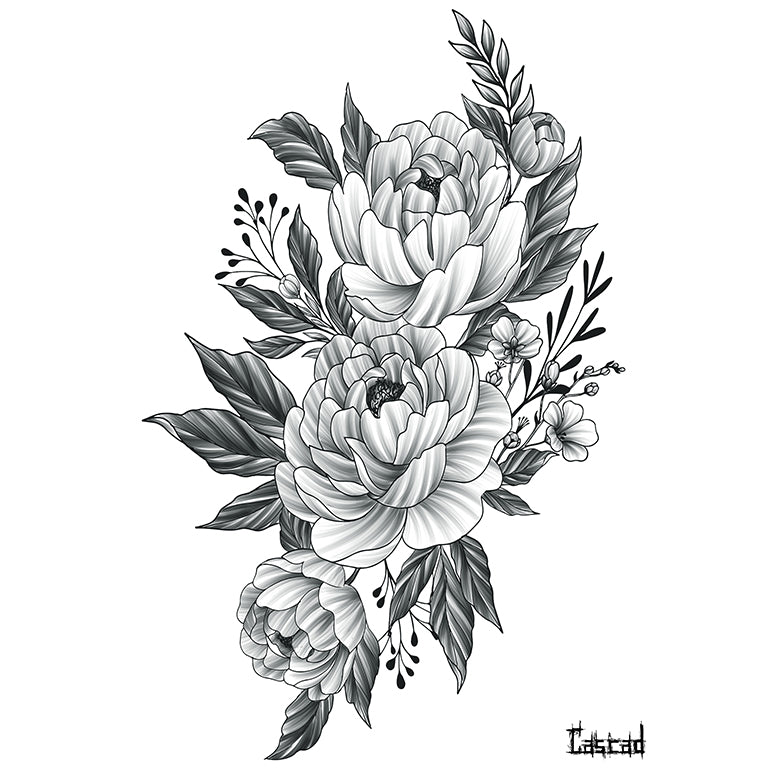 Temporary tattoo "Peony - by CASCAD"