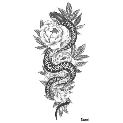 Snake & Peony Sleeve - by CASCAD