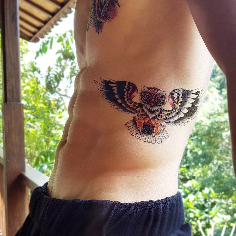Tatouage éphémère : Colored Owl - ArtWear Tattoo - Tatouage temporaire