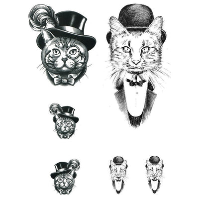 Tatouage éphémère : Gentleman Cat - Pack - ArtWear Tattoo - Tatouage temporaire