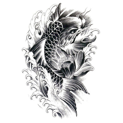 Tatouage éphémère : Koi Fish - B&W 3 - ArtWear Tattoo - Tatouage temporaire