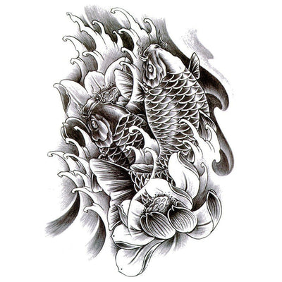 Tatouage éphémère : Koi Fish & Lotus - ArtWear Tattoo - Tatouage temporaire