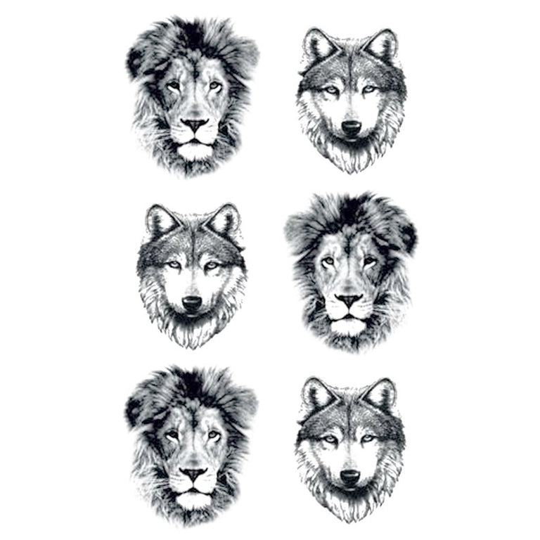 Tatouage éphémère : Mini Wolf & Lions - Pack - ArtWear Tattoo - Tatouage temporaire