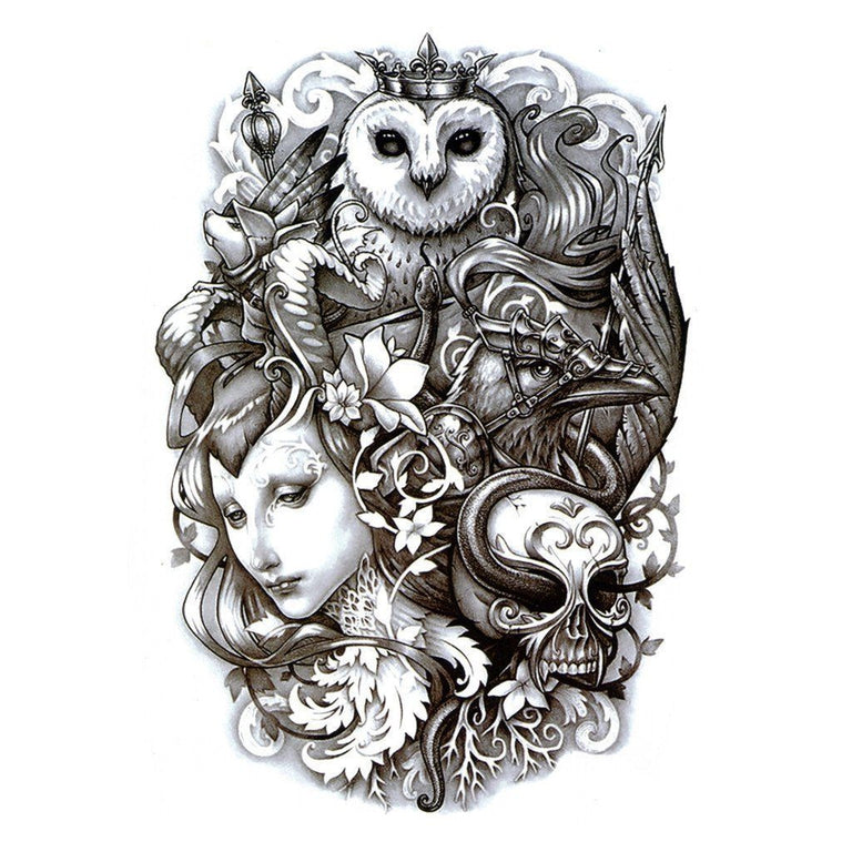 Tatouage éphémère : Owl Queen Army - ArtWear Tattoo - Tatouage temporaire