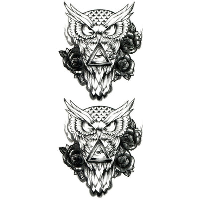 Tatouage éphémère : Owl & Roses - Pack - ArtWear Tattoo - Tatouage temporaire