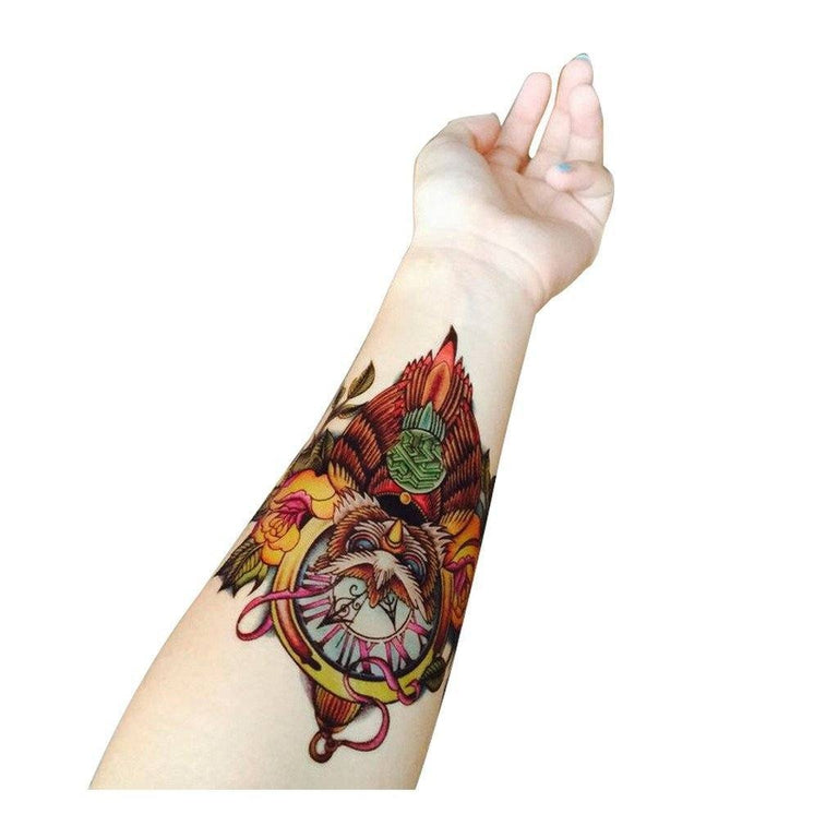 Tatouage éphémère : Time Keeper Owl - Pack - ArtWear Tattoo - Tatouage temporaire