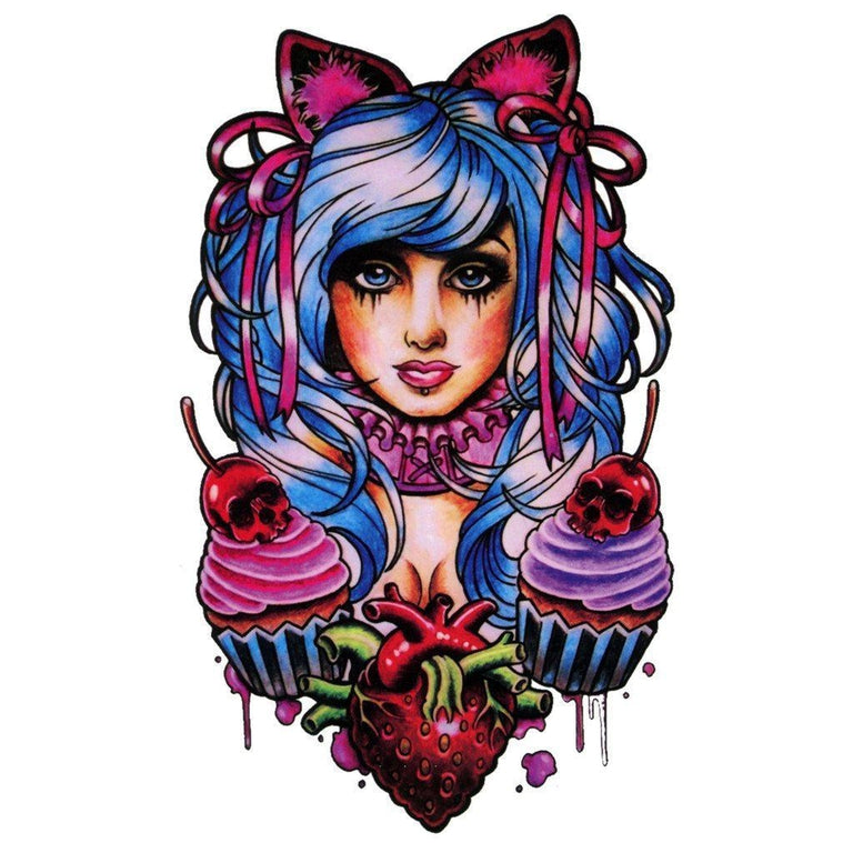 Tatouage éphémère : Lolita with Cupcakes - ArtWear Tattoo - Tatouage temporaire