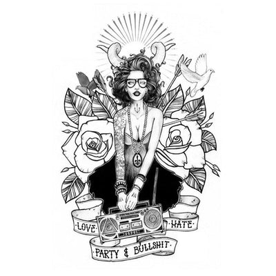 Tatouage éphémère : Love Hate Party & Bullshit - ArtWear Tattoo - Tatouage temporaire