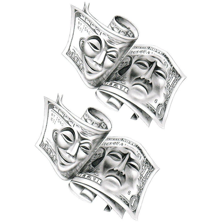 Tatouage éphémère : Money Masks - Pack - ArtWear Tattoo - Tatouage temporaire