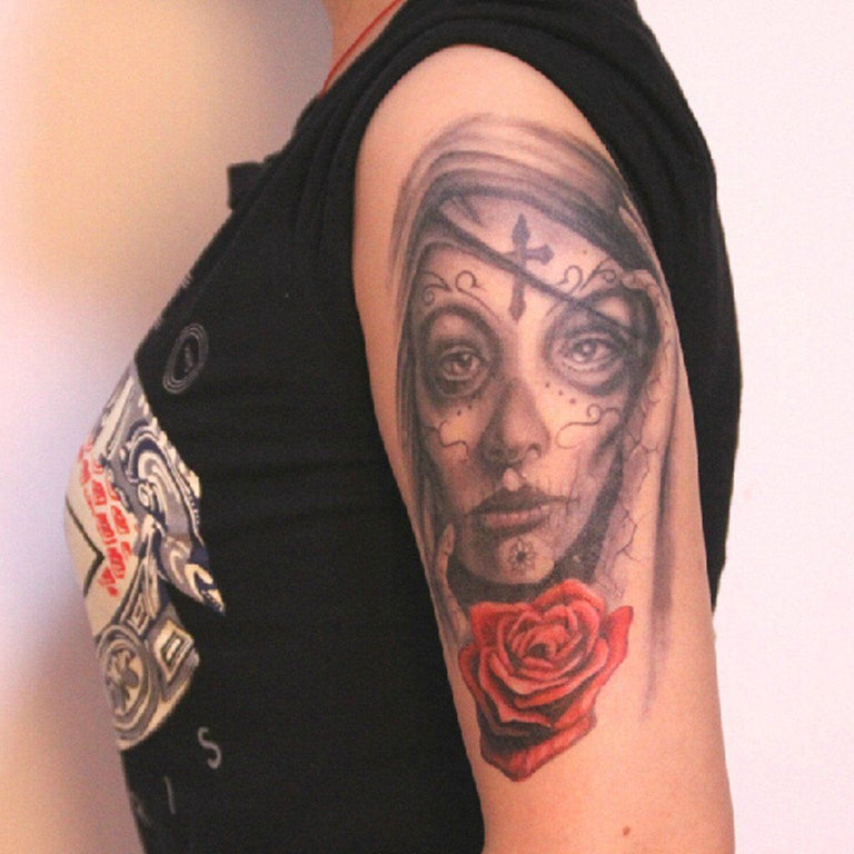 Tatouage éphémère : Santa Muerte Portrait - ArtWear Tattoo - Tatouage temporaire
