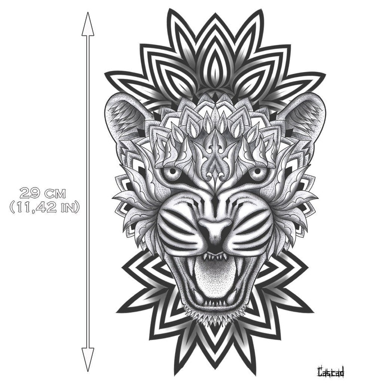 Tatouage éphémère : Large Tiger Mandala - by CASCAD - ArtWear Tattoo - Tatouage temporaire