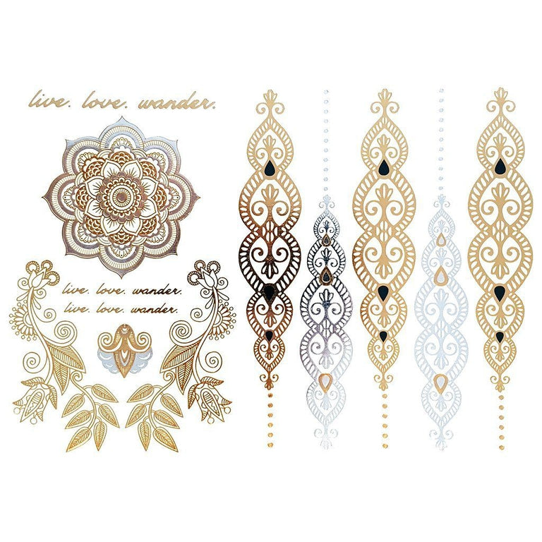 Tatouage éphémère : Metallic Gold Ornaments 3 - Pack - ArtWear Tattoo - Tatouage temporaire