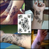 Tatouage éphémère : B&W Flowers & Butterfly - ArtWear Tattoo - Tatouage temporaire