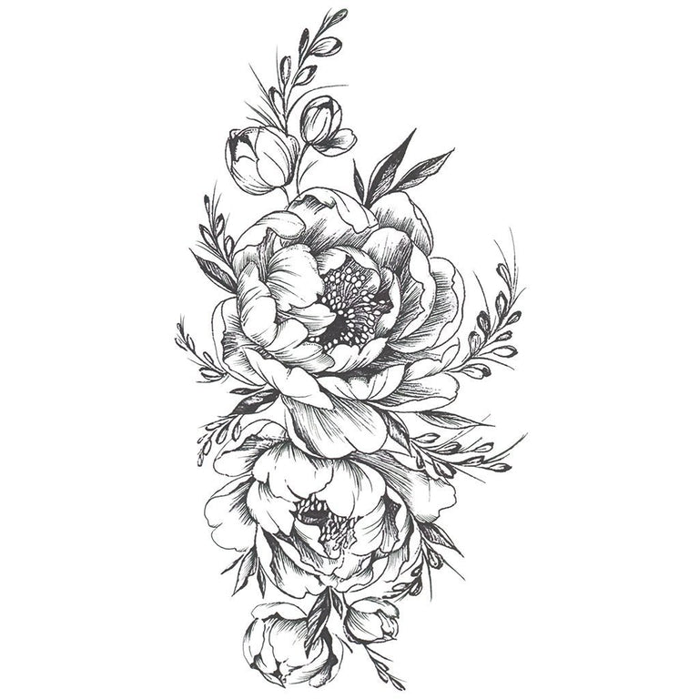 Tatouage éphémère : Black Peony - ArtWear Tattoo - Tatouage temporaire