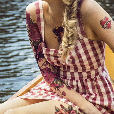 Tatouage éphémère : Cherry Tree & Flowers Sleeve - ArtWear Tattoo - Tatouage temporaire