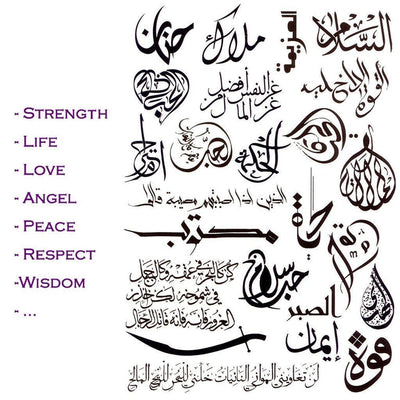 Tatouage éphémère : Arabic Calligraphy - 24 Designs - ArtWear Tattoo - Tatouage temporaire