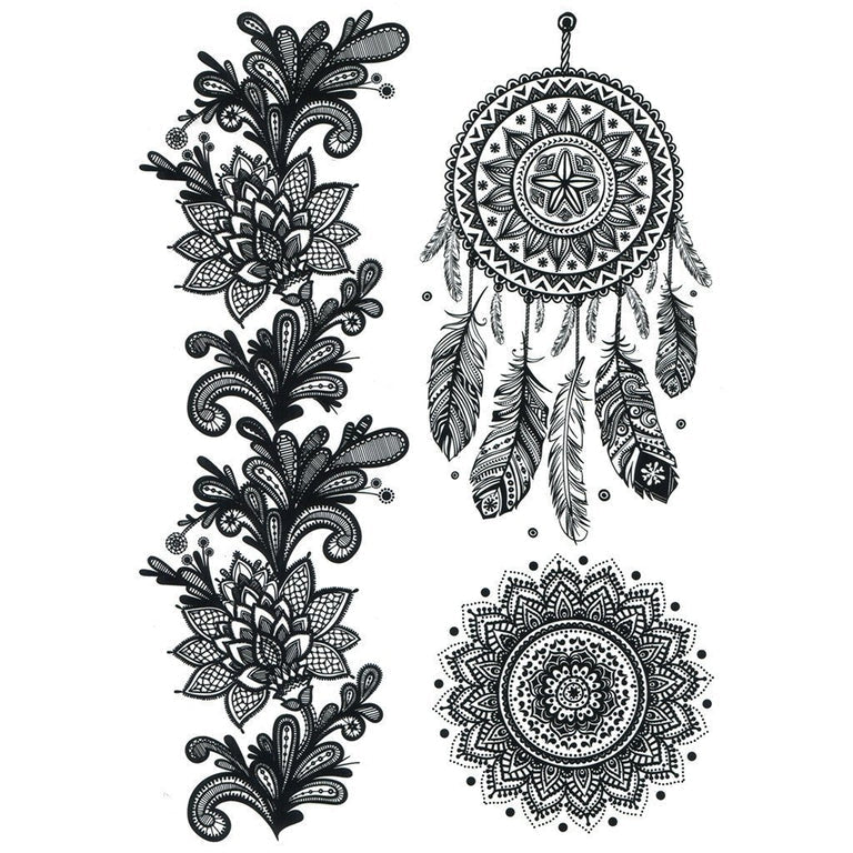 Tatouage éphémère : Mandala & Dreamcatcher Henna Style - Pack - ArtWear Tattoo - Tatouage temporaire