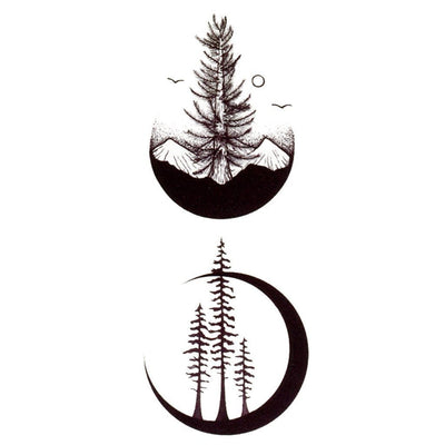 Tatouage éphémère : Round Moon Landscape - Pack - ArtWear Tattoo - Tatouage temporaire