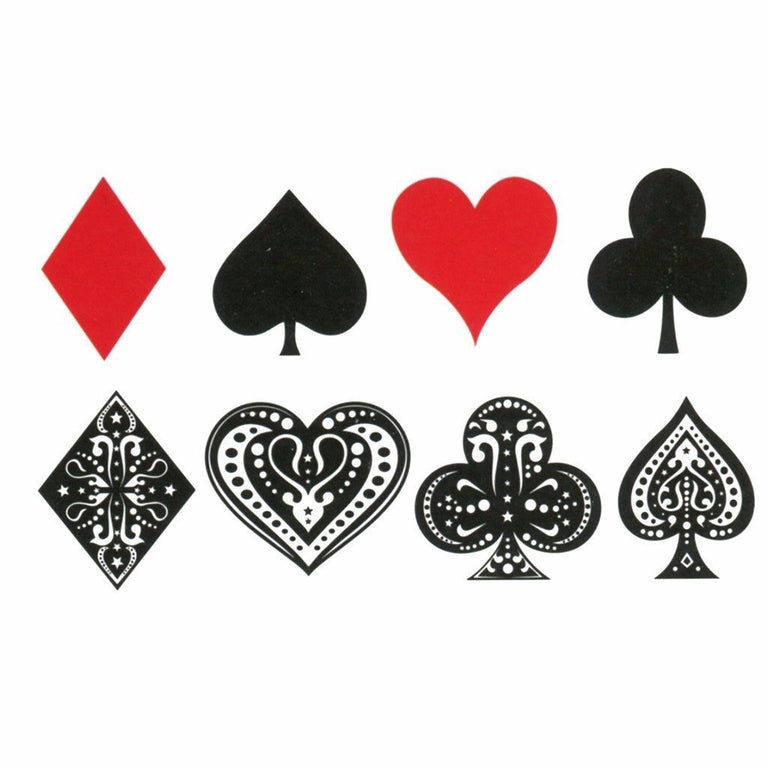 Tatouage éphémère : Spades Hearts Diamonds Clubs - ArtWear Tattoo - Tatouage temporaire