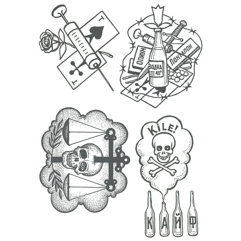 Tatouage éphémère : Russian Prison Tattoos - Pack - ArtWear Tattoo - Tatouage temporaire