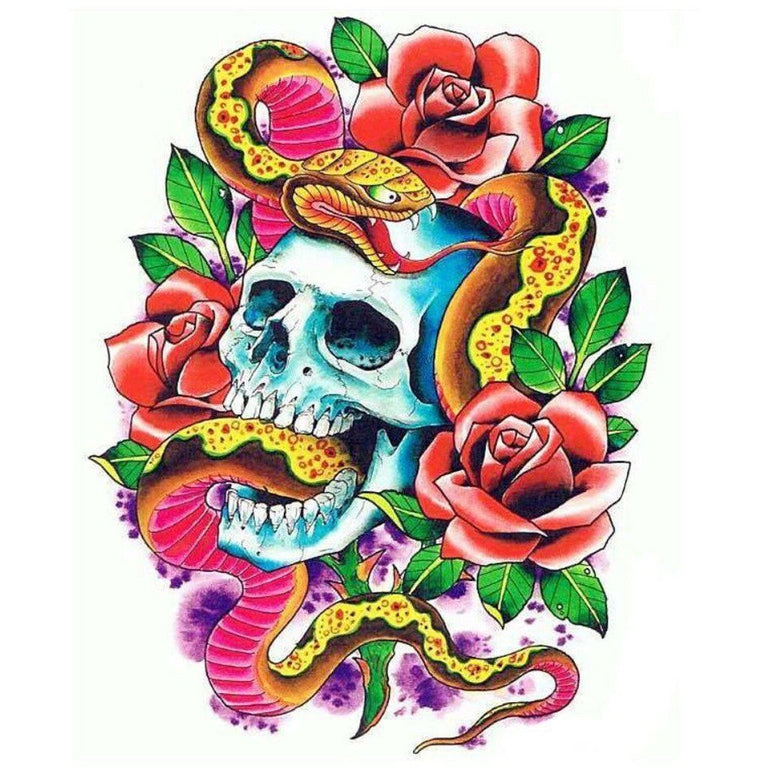 Tatouage éphémère : Skull & Roses 2 - ArtWear Tattoo - Tatouage temporaire