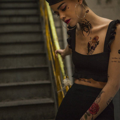 Tatouage éphémère : Swallow & Rose - ArtWear Tattoo - Tatouage temporaire