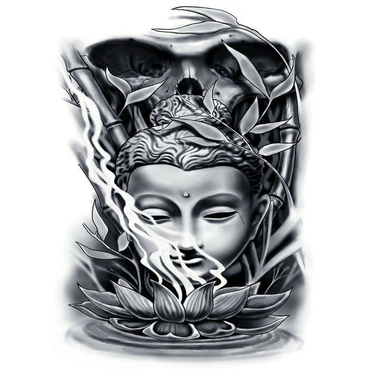 Tatouage éphémère : Black Buddha & Lotus - ArtWear Tattoo - Tatouage temporaire