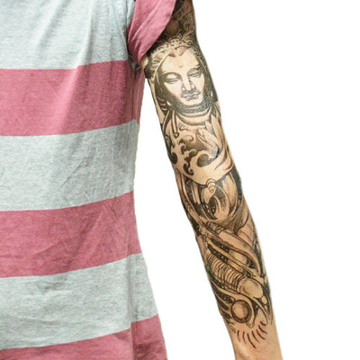 Tatouage éphémère : Buddha Sleeve - ArtWear Tattoo - Tatouage temporaire