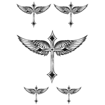 Tatouage éphémère : Christian Cross Wings - Pack - ArtWear Tattoo - Tatouage temporaire