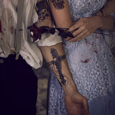 Tatouage éphémère : Skull Cross Rosary - ArtWear Tattoo - Tatouage temporaire