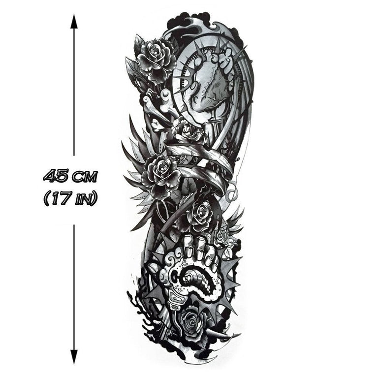 Tatouage éphémère : Mecha Flowers Sleeve - ArtWear Tattoo - Tatouage temporaire