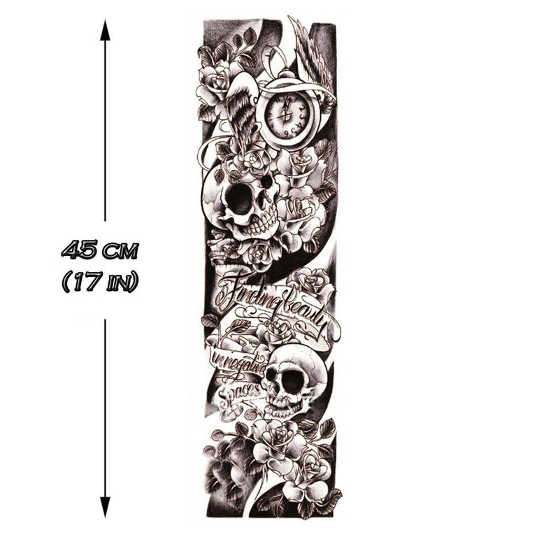 Tatouage éphémère : B&W Skulls Sleeve 2 - ArtWear Tattoo - Tatouage temporaire