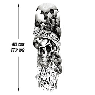 Tatouage éphémère : "Dead Men Tell No Tales" B&W Sleeve - ArtWear Tattoo - Tatouage temporaire