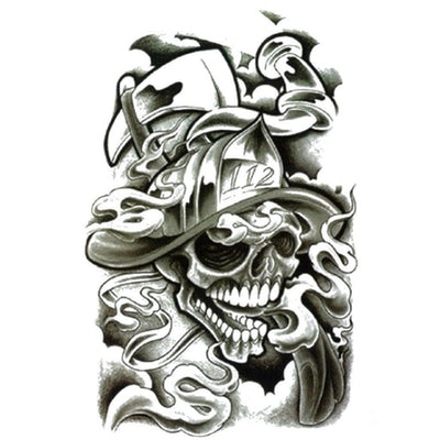 Tatouage éphémère : Fireman Skull - ArtWear Tattoo - Tatouage temporaire