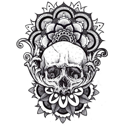 Tatouage éphémère : Skull Dotwork - ArtWear Tattoo - Tatouage temporaire