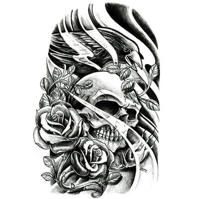 Tatouage éphémère : Skull Roses & Bird - ArtWear Tattoo - Tatouage temporaire