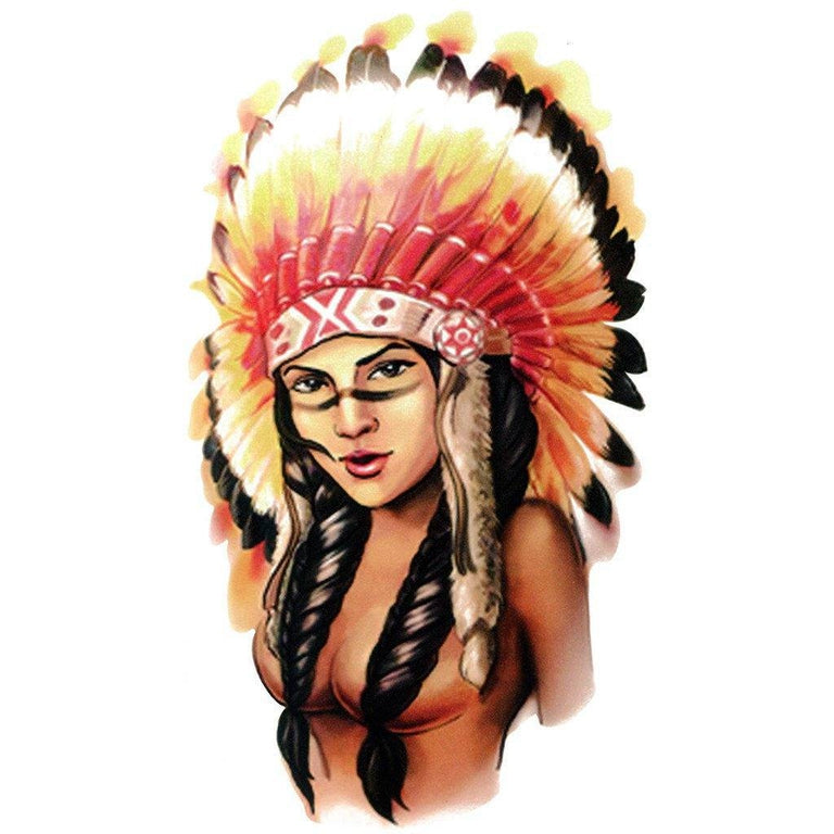 Tatouage éphémère : Sexy American Indian Girl - ArtWear Tattoo - Tatouage temporaire