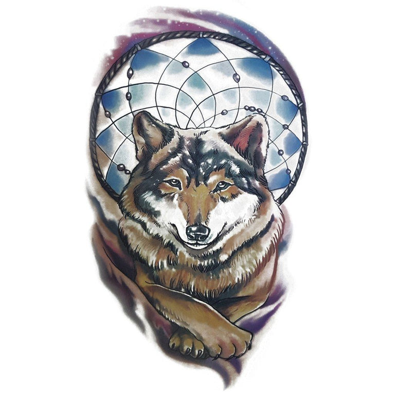 Tatouage éphémère : Wolf Dreamcatcher - ArtWear Tattoo - Tatouage temporaire