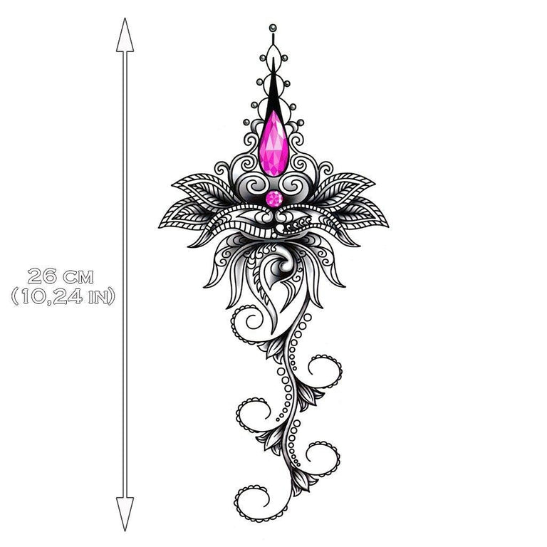 Tatouage éphémère : Pink Jewel Mandala Underboob - ArtWear Tattoo - Tatouage temporaire