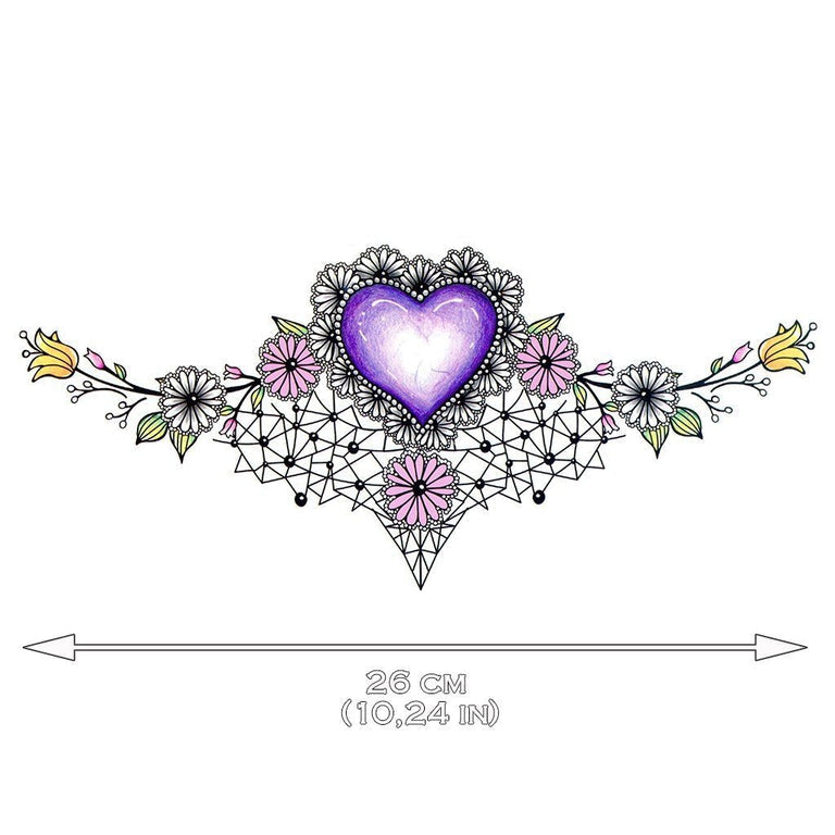 Tatouage éphémère : Purple Heart Underboob - ArtWear Tattoo - Tatouage temporaire